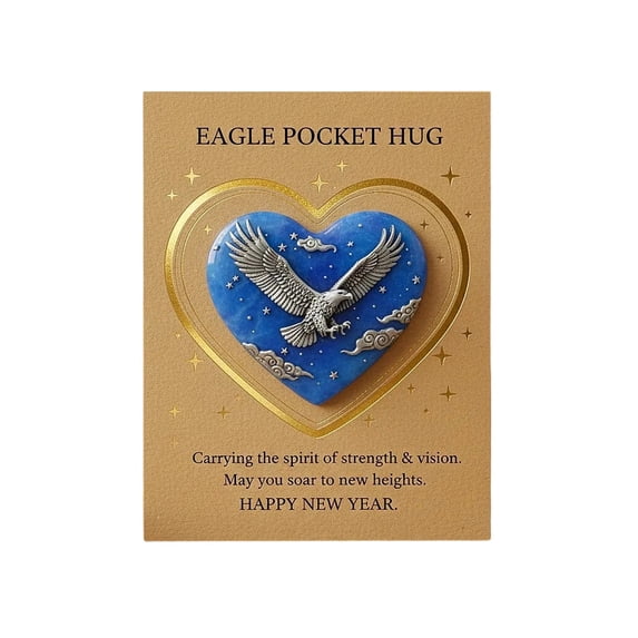 2026 New Year Pocket Hug Keepsake – a Symbol of Hope, Strength & Love, Deep Blue Heart Stone Pocket Hug Token Witn Gold-Accented Card, Inspirational Gift for Friends & Family