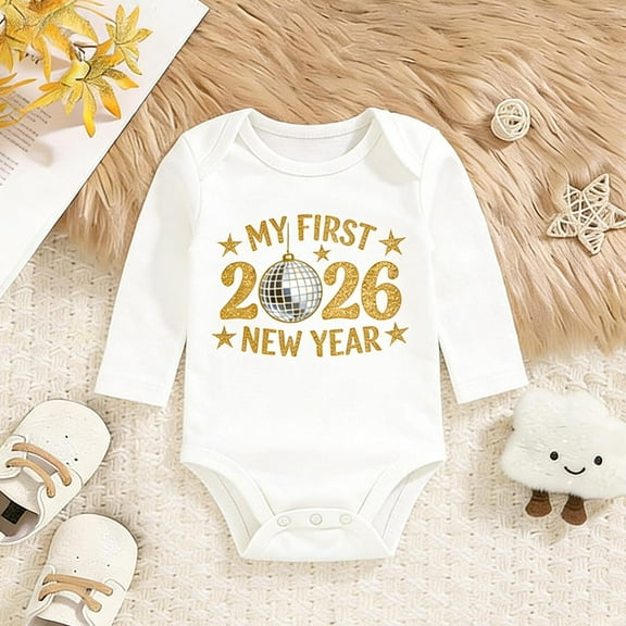 2026 New Year's Eve Baby Outfit - First Holiday Romper, Soft Cotton, Snap Closure (Boy/Girl)