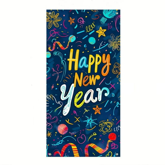 2026 New Year’s Eve Party Decorative Hanging Door Cover, Cloth Backdrop Banner for Christmas Decorations, Festive Atmosphere for Doors, Walls, and Tables
