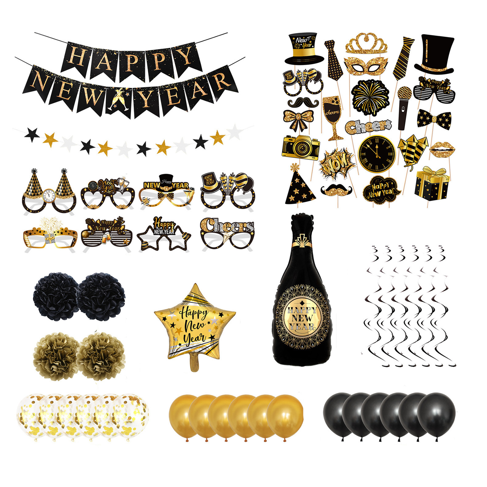2026 New Years Eve Party Supplies Set, New Year Decorations 2026, Gold ...