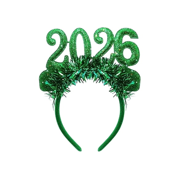 2026 New Years Headband for Women&Girl, Exquisite Red Glitter 2026 NYE Party Hats, One Size Fits Most(Green)