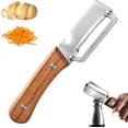 thumbnail image 1 of 2026 New Zero Snag Wooden Kitchen Tool, Thickened Multifunctional Stainless Steel  Wood Handle Fruit Peeler, peelers for kitchen for Potato Apple Pumpkin Papaya, 1 of 7