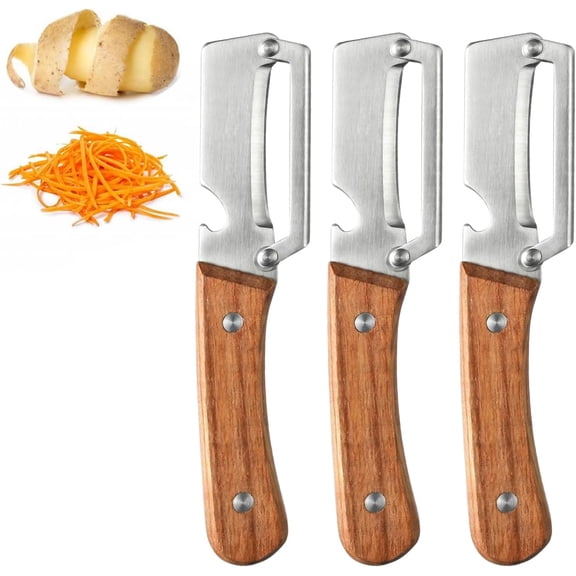 2026 New Zero Snag Wooden Kitchen Tool, Zero Snag multifunctional vegetable peeler, Thickened Wood Handle Fruit Peeler, peelers for kitchen for Potato Apple Pumpkin Papaya