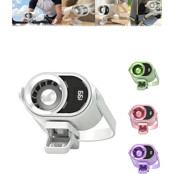 2026 New car clip on air conditioner fan, Car Clip Fan with LED Display, 360° Rotation, USB Rechargeable, Adjustable Wind Speed Portable Personal Fan for Car, Desk, Travel Use (White)