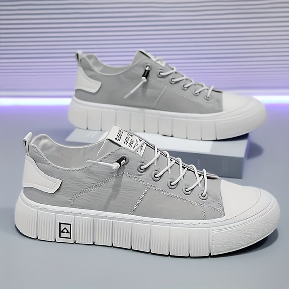 2026 NewMen'S Low-Top Slip-On Sneakers -Breathable Fabric & Faux Upper, Casual Streetwear with Thick Cushioned PVC Sole, Non-Slip Comfort for Outdoor, Hiking & Daily Wear, Hiking Footwear, Stylish