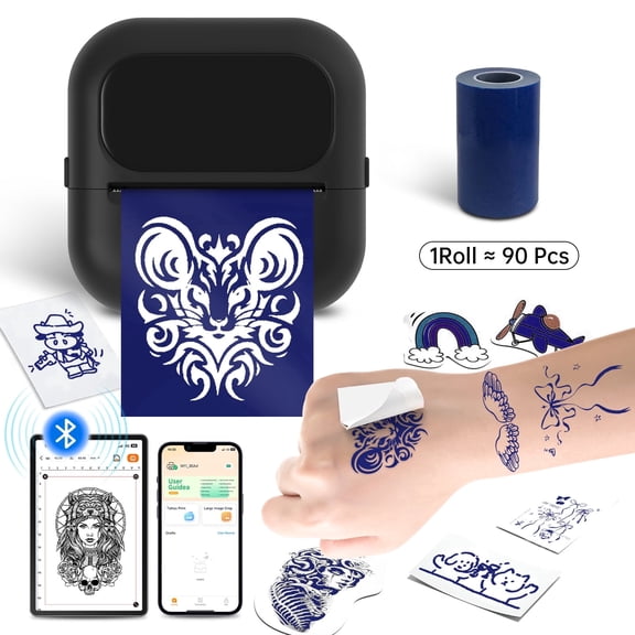 2026 Newly Upgraded Mini Tattoo Stencil Printer Machine for Tattoo Artists&Beginners,Money-saving Tattoo Printer,Temporary Tattoo Printer for Women,Compatible with Ios/Android,with 1Roll Tattoo Trans
