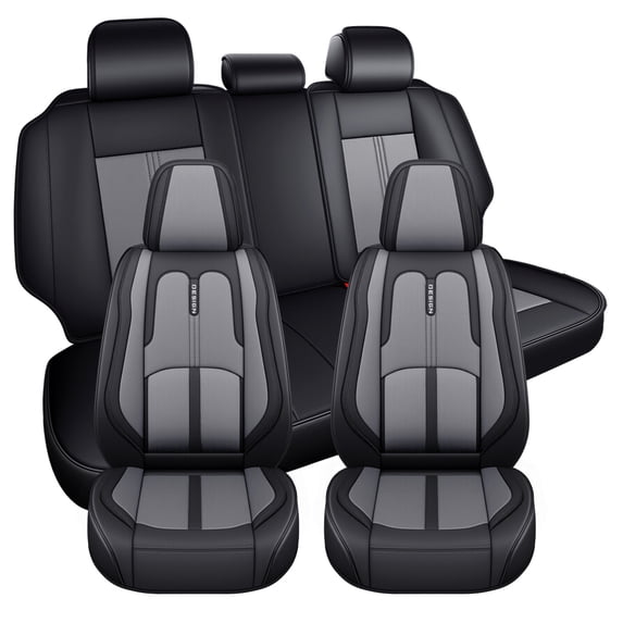 2026 for Nissan Rogue Seat Cover, Faux Leather Full Set of 5 Seats Non-Slip Lining Fine Exquisite Workmanship, Black and Gray Car Seat Covers, Protect Car Seats
