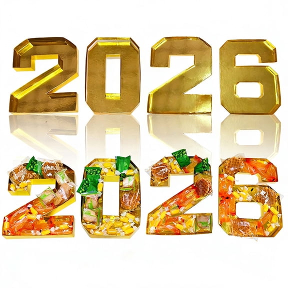 2026 Number Candy Box Snack Tray Graduation Party Decor Food Storage Container for Snacks Fruits and Treats(Gold)