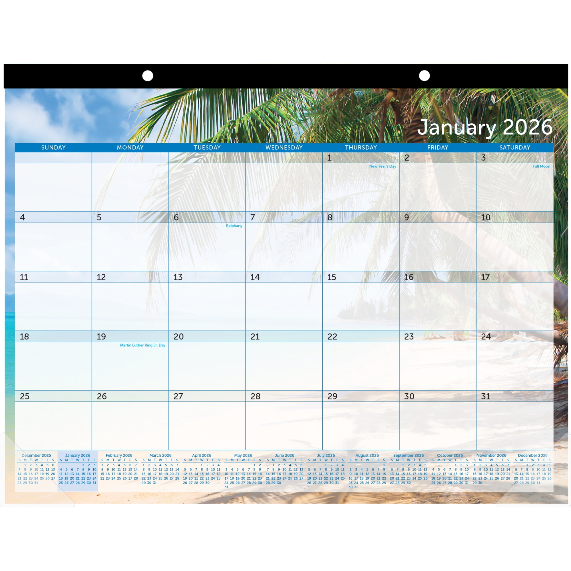 2026 Office Depot Brand Monthly Desk Pad Calendar, 22" x 17", Paradise, January to December