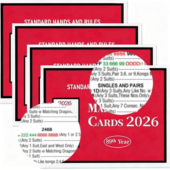 2026 Office Revision Standard Print American Game Card,Updated Hands & Rules Guide, Waterproof Tear Resistant Game Cards for Beginners, Seniors, Clubs & Family Game Night 4 Pcs
