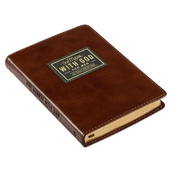 2026 One Minute with God Daily Devotional for Men, 365 Days of Prayer Journal with Brown Leather Cover, Christian Gift for Fathers and Sons