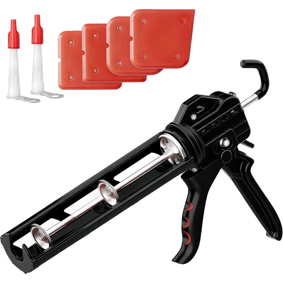 2026 One-Touch Drip-Free Caulk Gun | Effortless & Professional Design with Heavy-Duty Metal Body, 18:1 Thrust Ratio | For 9, 10, 11 oz Silicone Tubes Black