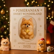 2026 Owerfully Pomeranian Sweet Advent Calendar 2025 24 Days Of Festive Surprises Dog Ornaments 2D Acrylic Cute Canine-Themed Treats Toys Celebrate Christmas Countdown Gift