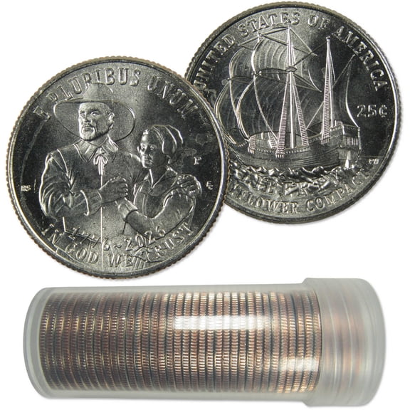 2026 P Mayflower Compact American 250th Anniversary Semiquincentennial Quarter Roll Uncirculated