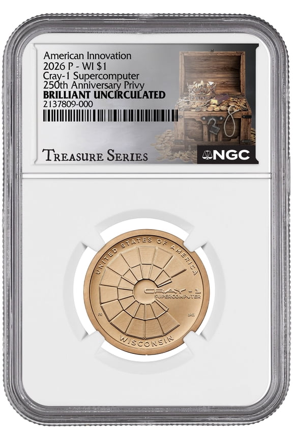 2026-P U.S. American Innovation Cray-1 Supercomputer Dollar, Wisconsin, NGC