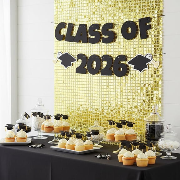 Class of 2026 Photo Backdrop, Black and Gold, Graduation by Way To Celebrate