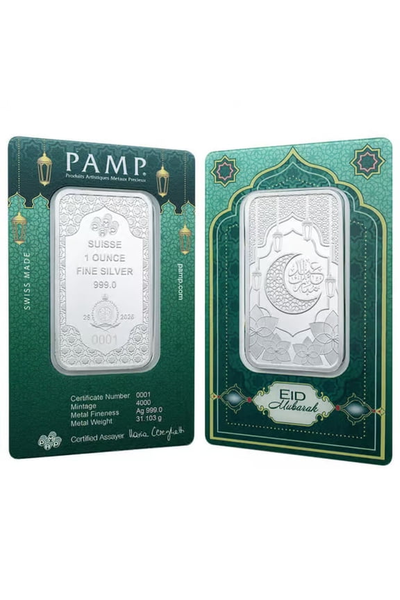 2026 Pamp Suisse Eid Mubarak 1 oz Silver Bar - In Assay w/Sleeve