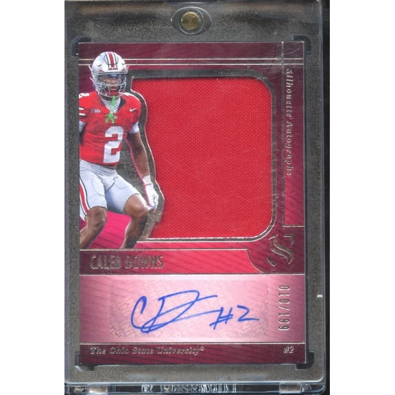 2026 Panini Silhouette Football Caleb Downs SA-CDS Silhouette Autographs Ohio State Buckeyes Football Card Ohio State Buckeyes NCAA Autographed Footba