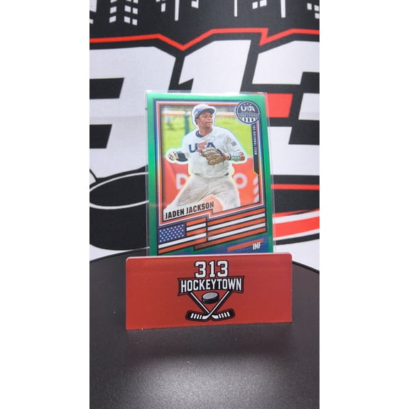 2026 Panini USA Baseball Stars & Stripes Prizm Green Jaden Jackson #100 Baseball Card Near Mint or Better