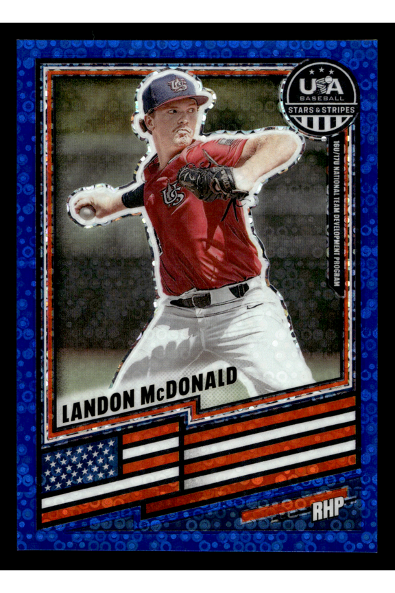 2026 Panini USA Baseball Stars & Stripes Prizm Landon McDonald Trading Card #78 Blue Disco /149