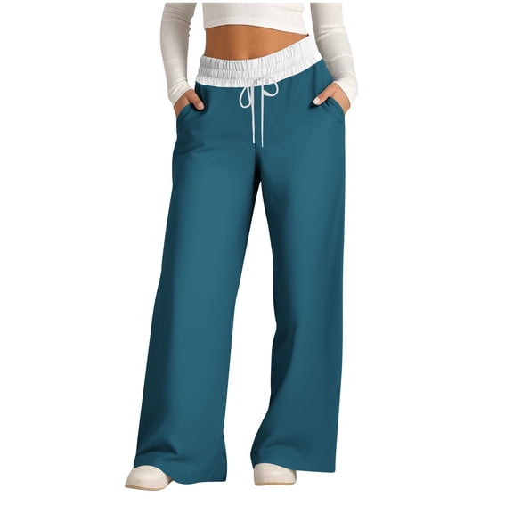 2026 Pants Women, Sweatpants for Women Wide Leg Elastic High Waist Loose Sweat Pants Lounge Trousers Athletic Joggers Light Blue M