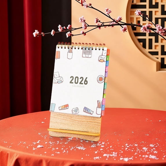 2026 Paper Desk Calendar, Mini Red Desktop Planner With Year-Round Scheduling For Office Study Home Desk Organization And Business Gift For Professionals