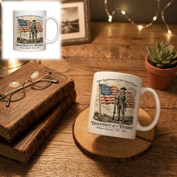 2026 Personalized 250th Anniversary of the United States Mug, Descendant of a Patriot 1776-2026, Coffee Cup, Historic American Heritage Gift,A