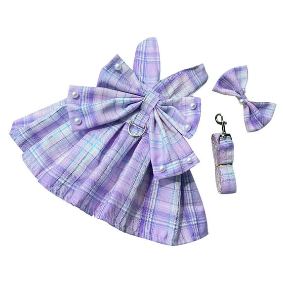 2026 Pet Gifts Cute And Stylish Plaid Print Dog Harness Dress With Bowknot For Small Dogs For Indoor And Outdoor Use Available In Various Sizes Pet Clothes