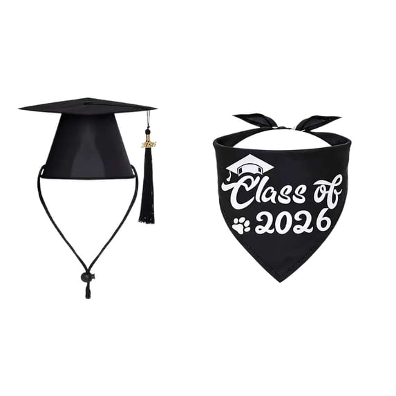 2026 Pet Graduation Cap Bow Ties Bandana Set, Dog Cats Cute Props, Pet Tassel Graduation Cap For Graduation Photos With Adjustable Elastic Strap