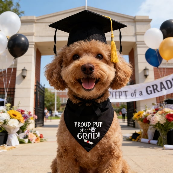 2026 Pet Graduation Outfit Set,Graduation Cap and Triangles Bandana,Photography Props Dogs Cats Grade Outfits for Pets Party Dress Costume,Black