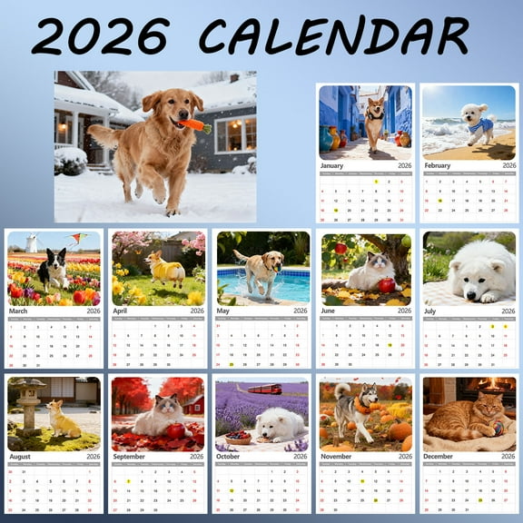 2026 Pet Lovers Calendar, 12 Monthly Personalized Calendar, Ideal Gift for Furry Friend Owners, Table and Hanging Options Available