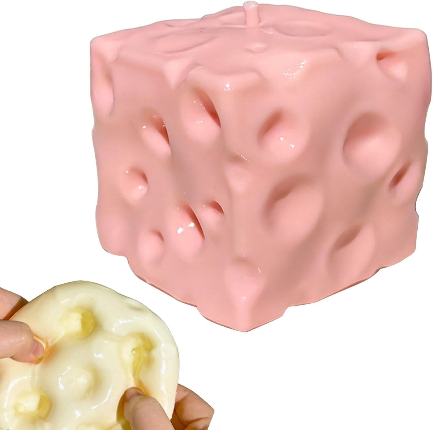 2026 Pink Cheese Squishy - Pink Jumbo Cheese Squishy, Slow Rebound Sensory Squeeze Ball, Cute Slow Rising Squeeze for Adults
