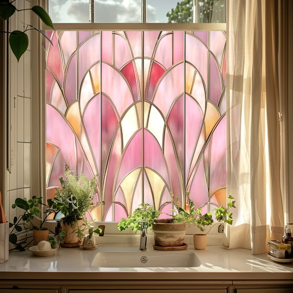 2026 Pink Removable Static Cling Window Decals – Flower PVC Glass Stickers for Home, Office & Store Decor, No Residue