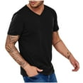 thumbnail image 1 of 2026 Plain V-Neck Mens Short Sleeve&nbsp;Shirts Casual Fashion Comfy T-Shirts Lightweight Classic Outdoor Basic Tees for Summer, 1 of 5