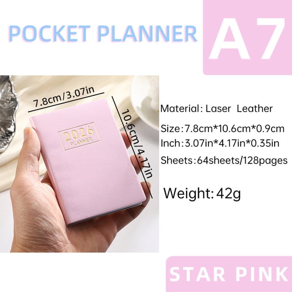 2026 Planner 2026 Calendar Planner 2026, A7 Mini Notebook Organizer For Daily Planning & Travel Diary Recording