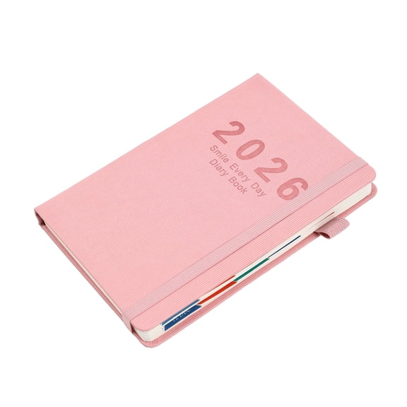 2026 Planner,2026 English Calendar Notebook Vertical Patterned Strap Daily Planner Annual Calendar Notebook,Appointment Book 2025-2026,Schedule Book,Appointment Planner(Pink A5 9*6in)