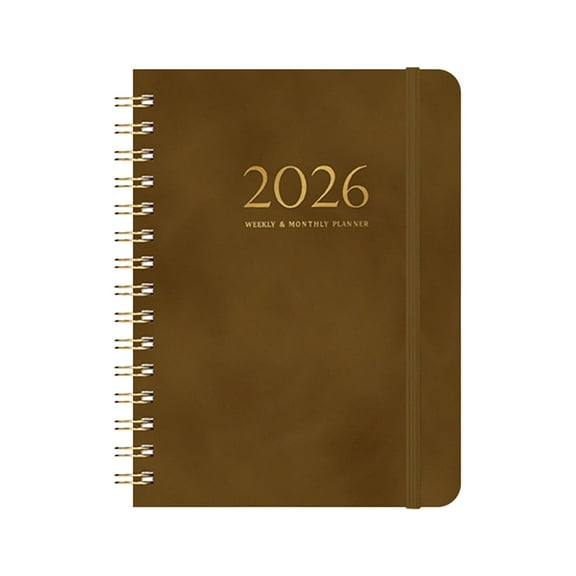 2026 Planner,2026 Planner Weekly and Monthly Schedule Book,Daily Plan Book,Hardcover Notebook Creative Notepad,Time Management Handbook,Hourly Schedules,Top Priorities Items and To Do List(Brown)