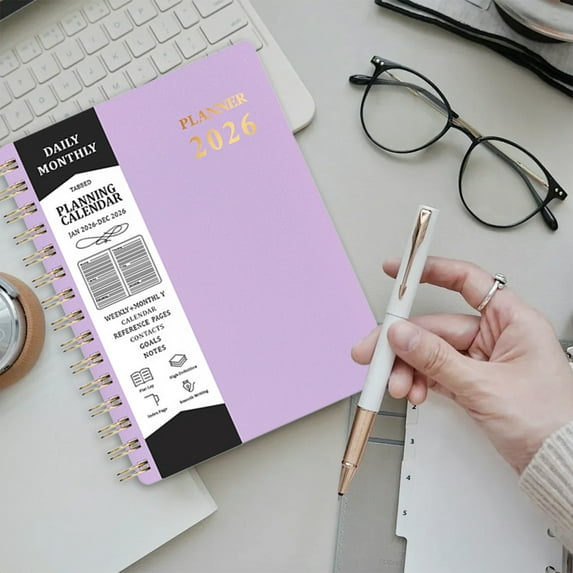 2026 Planner A5 Spiral Notebook - 140 Sheets Faux Leather Cover,Daily Weekly Monthly Schedule Organizer,8.27x6.1 Inches,Thick Paper for Work School Home Journaling Planning