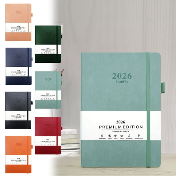 2026 Planner A5 Weekly Monthly Diary | Elastic Strap Hardcover | Journal Schedule Book | Durable Binding | Organizer for Goals Notes Appointments | 1 Pack | Sleek Versatile Notebook