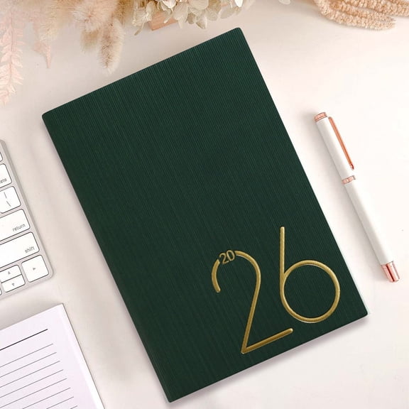 2026 Planner Calendar,Hardcover 2026 Calendar Planner,2026 Hardcover Weekly Planner Notebook,with Monthly Tab 80Gsm Thick Paper Daily Planner 365-Day Office Plan，Green