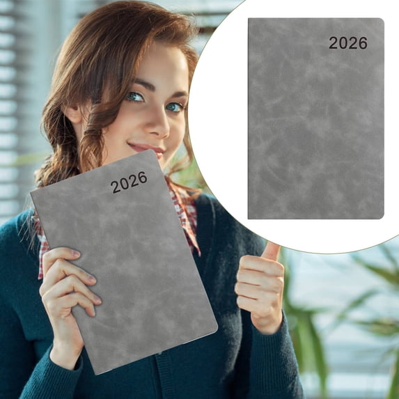 2026 Planner Jan-Dec Weekly & Monthly, A5 Bound Calendar Book, 120gsm Thick Paper, Home Office Goal Setting, Gift for Studying, Years Present Gray