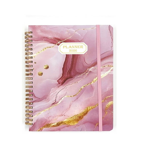 2026 Planner (Medium Size 8.5'' x 6.1'' Wire-Bound Hard Cover) Daily Weekly and Monthly Calendar - Agenda 2026 (Jan.2026-Dec.2026) with Hourly Schedule, Monthly Tabs - Pink