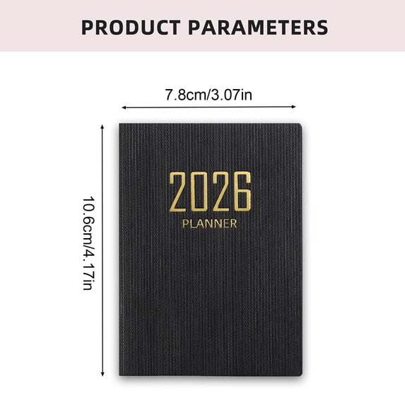 2026 Planner Mini Diary Planner Calendar Book 3.07X4.17IN, Black