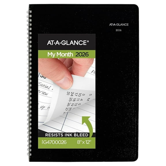 2026 Planner, Monthly, 8" x 12", Large, DayMinder, Black (G4700026)