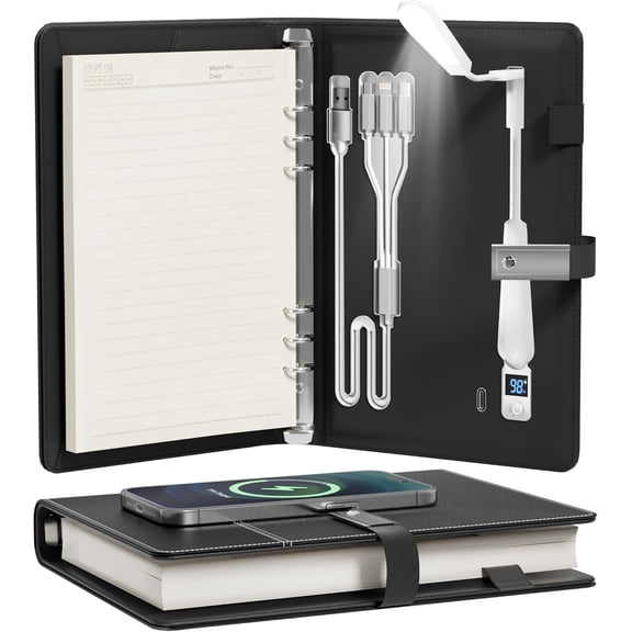 2026 Planner,Personalized Notebook with Power Bank &15W Wireless Charger,Travelers Notebook with Light, Refillable Notebook,Professional Notebook for School.