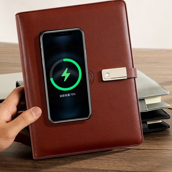 2026 Planner,Personalized Notebook with Power Bank, Rapid 18W Fast Charging,Travelers Notebook with Light, Refillable Notebook,Professional Notebook for Office, Brown, A5 Size