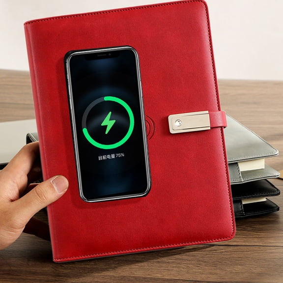 2026 Planner,Personalized Notebook with Power Bank, Rapid 18W Fast Charging,Travelers Notebook with Light, Refillable Notebook,Professional Notebook for Office, Red, A5 Size