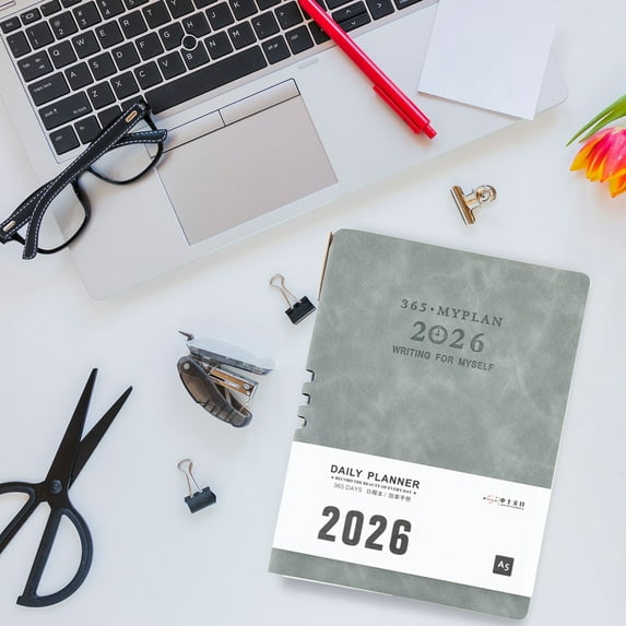 2026 Planner - Planner 2026 Weekly and Monthly, Jan. 2026 - Dec. 2026, 8" x 6", with Tabs, Thick Paper, Spiral Binding, Classic (Gray)