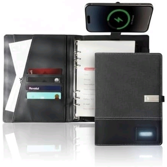 2026 PlannerProfessional Notebook with Power Bank & 15W Wireless ChargerTravel Journal for Business TripsRefillable Planner for Personal OrganizationLeather Notebook for Women and Men$$Office