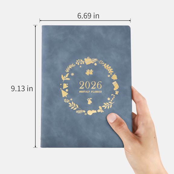 2026 Planner Weekly and Monthly Calendar Planner 6.69" x 9.13" Faux Leather Cover Yearly Teacher Student Planner Diary Year Diaries Custom Gift for Christmas Dark Blue